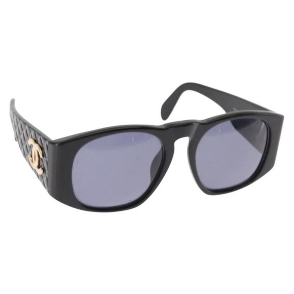 CHANEL Accessories - CHANEL COCO Mark Matelasse Sunglasses plastic Black CC Auth SW1681
